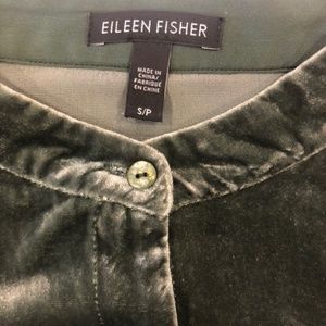 Eileen Fisher Green Velour collar shirt,  Size Small